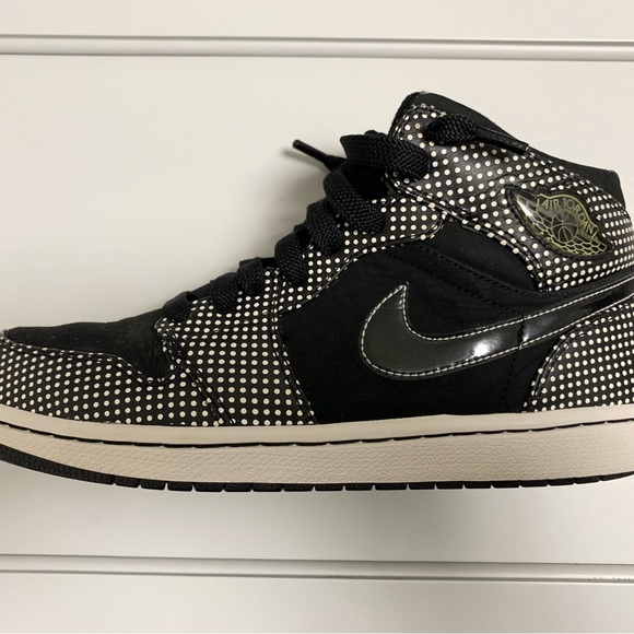 Jordan Mid (Phat—like) Collar, Polka Dot Black White, Size 10 - Picture 2 of 8